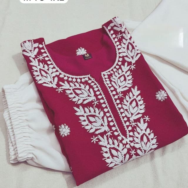 Maroon and White Kurta Set