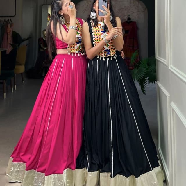 Pink, Black, White, Gold, Multicolor Lehenga Choli