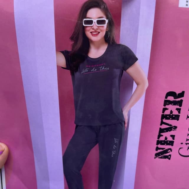 Dark Grey with Pink accents Loungewear set
