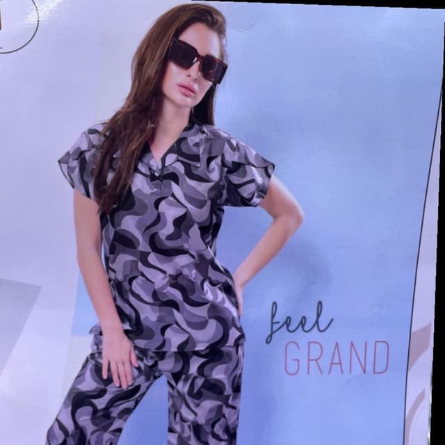 Black, Gray, White Pajama Set
