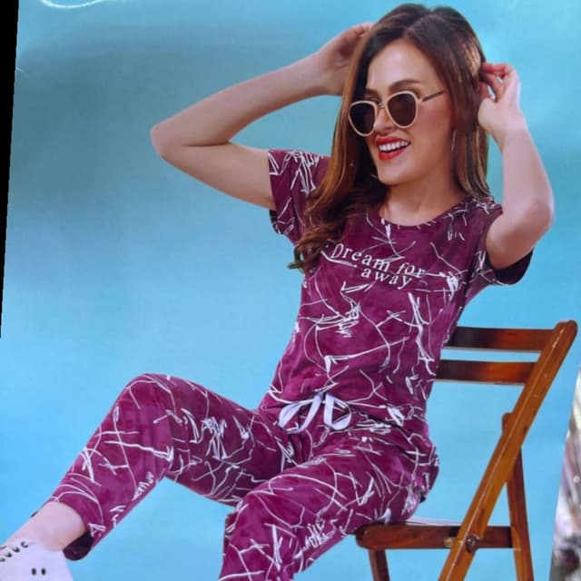 Burgundy and White Pajama Set