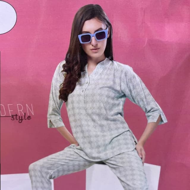 Light Green and White Pajama Set