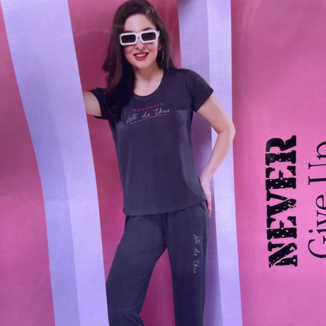 Charcoal gray with pink accents Pajama Set