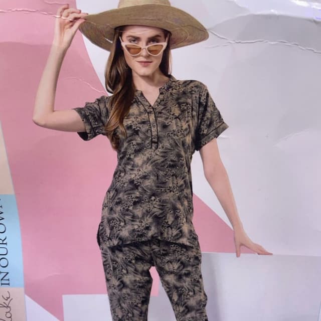 Black and Beige Pajama Set