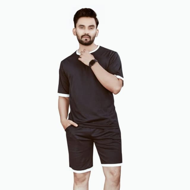 Black and White T-shirt and Shorts Set