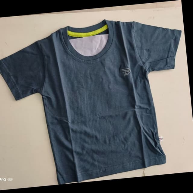 Blue with a neon green collar lining T-shirt