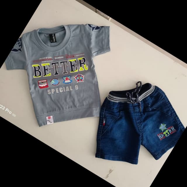 Grey and Blue T-shirt and shorts set