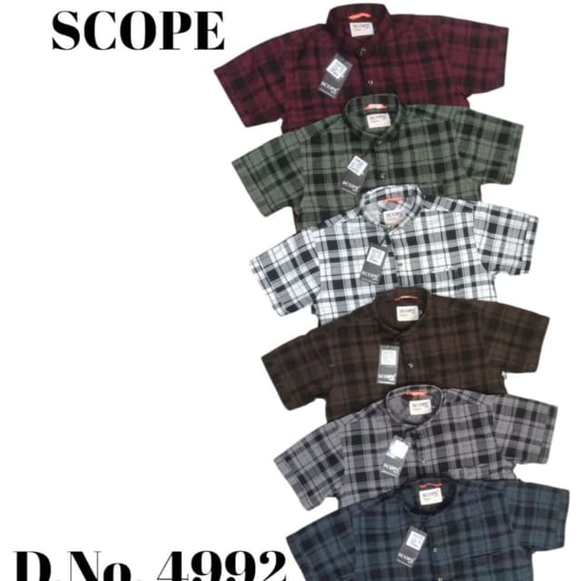 Various plaid patterns including maroon and black, green and black, white and black, brown and black, gray and black, and blue and black. Shirt