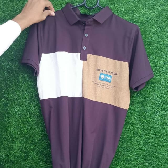 Plum, White, Tan Polo Shirt