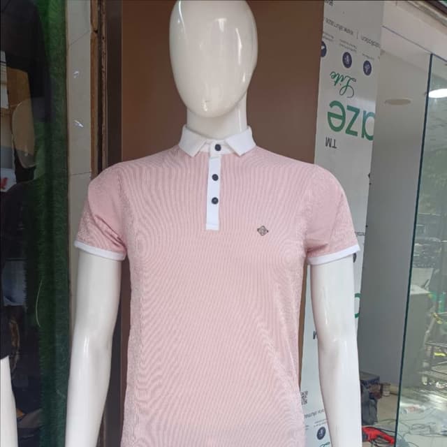 Pink and White Polo Shirt