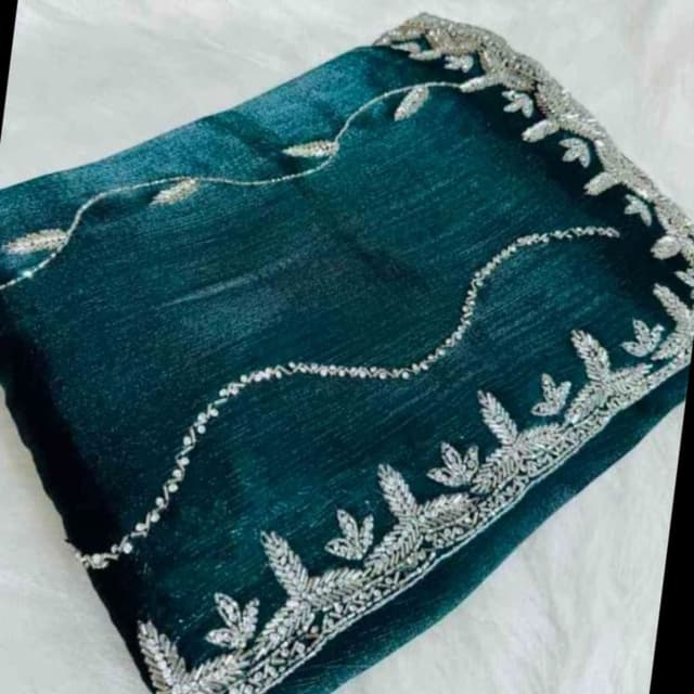 Teal, Silver Dupatta