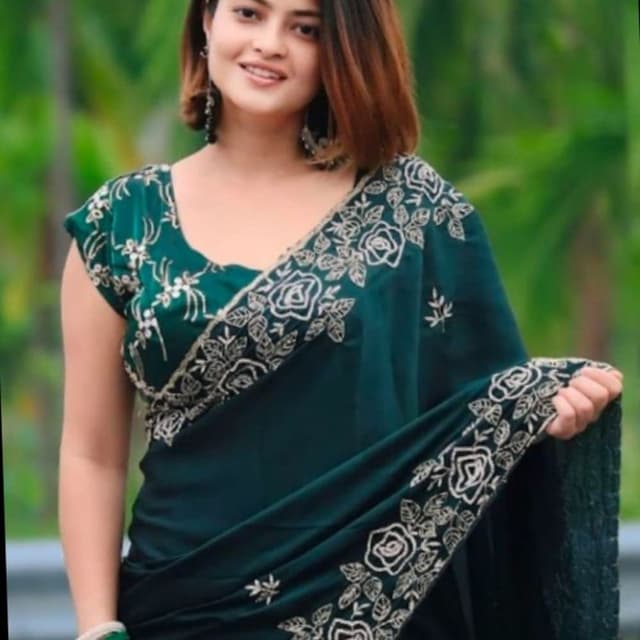 Emerald Green and Beige Saree