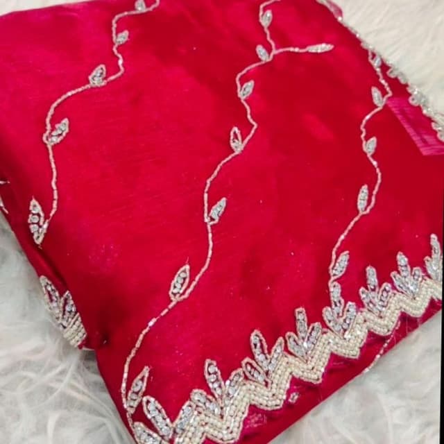 Red and Silver Saree