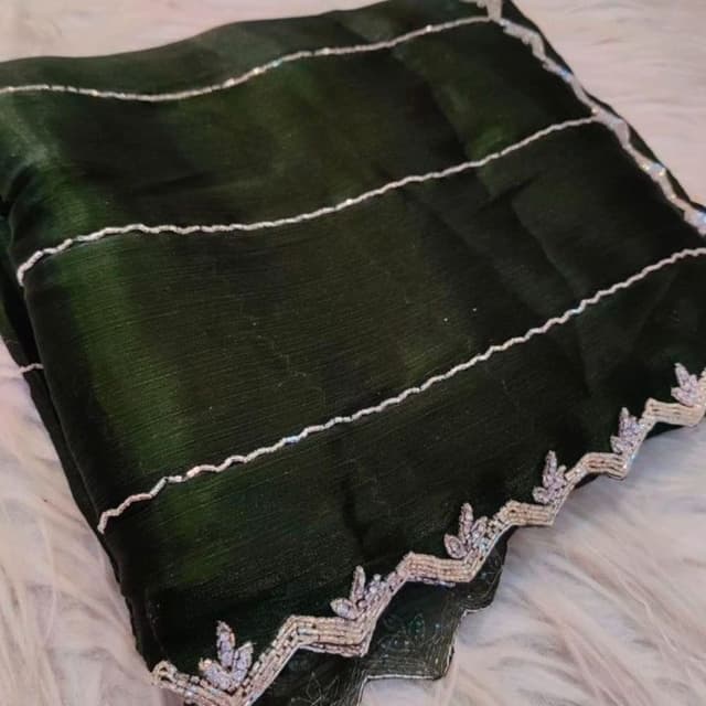 Dark Green and Silver Dupatta