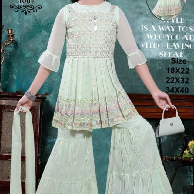 Light Green, Pastel tones Sharara Suit