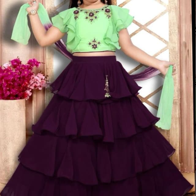 Purple and Light Green Lehenga Choli