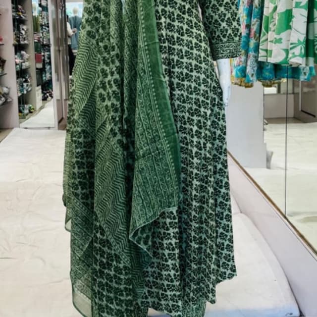 Green and black Dress with Dupatta