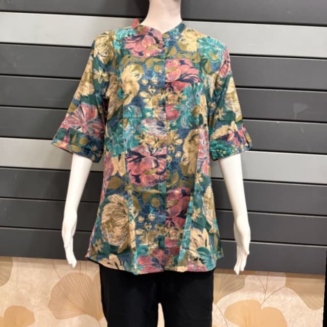 Green, Teal, Pink, Beige, Navy Shirt