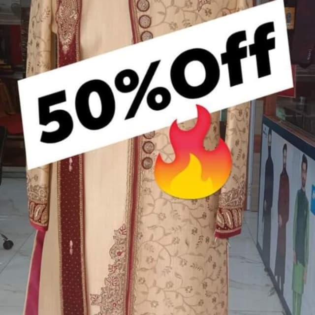 Beige, Maroon, Gold Sherwani