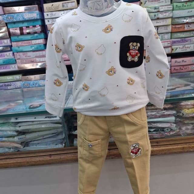 White, Beige, Black, Brown, Red T-shirt and Pants Set
