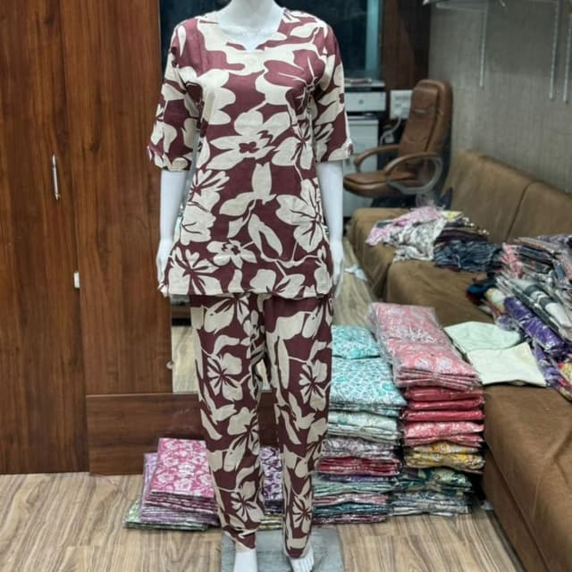 Burgundy and Cream Pajama Set