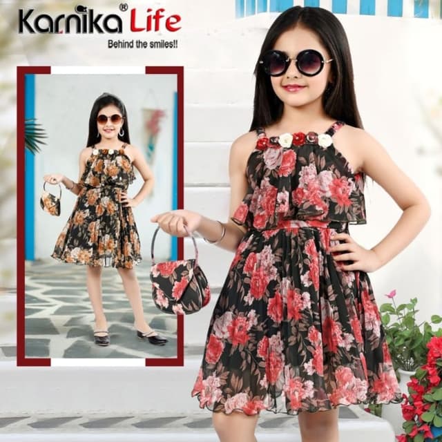 Black, Red, Brown, and White Dress