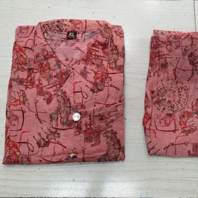 Pink with shades of brown and red Kurta and Pants set