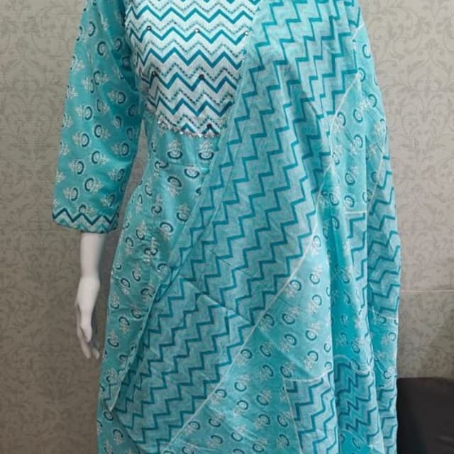 Teal and White Kurta with Dupatta