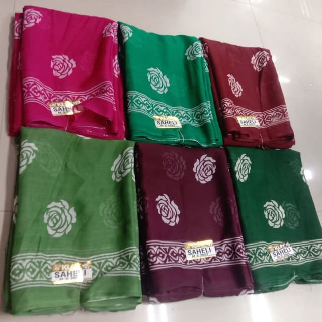 Various shades including pink, green, maroon, and their combinations Saree