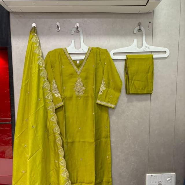 Lime Green with Gold Salwar Kameez Suit