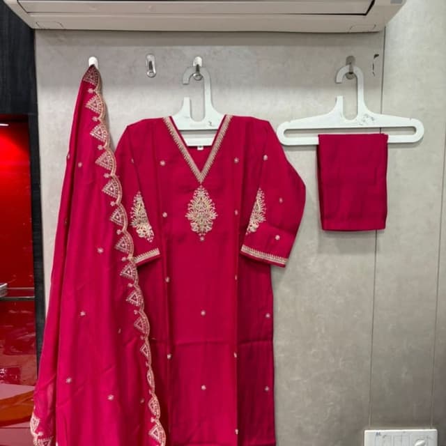 Magenta and Gold Salwar Kameez Suit