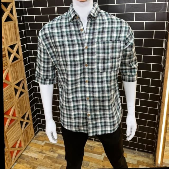 Green, Black, White Shirt