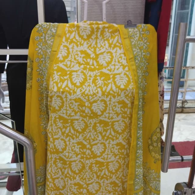 Yellow and White Kurta with Dupatta