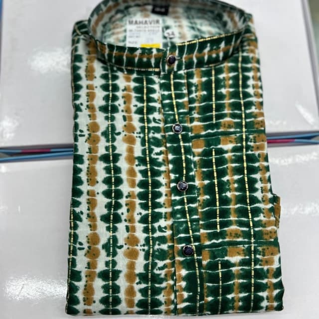Green, Brown, and White Kurta