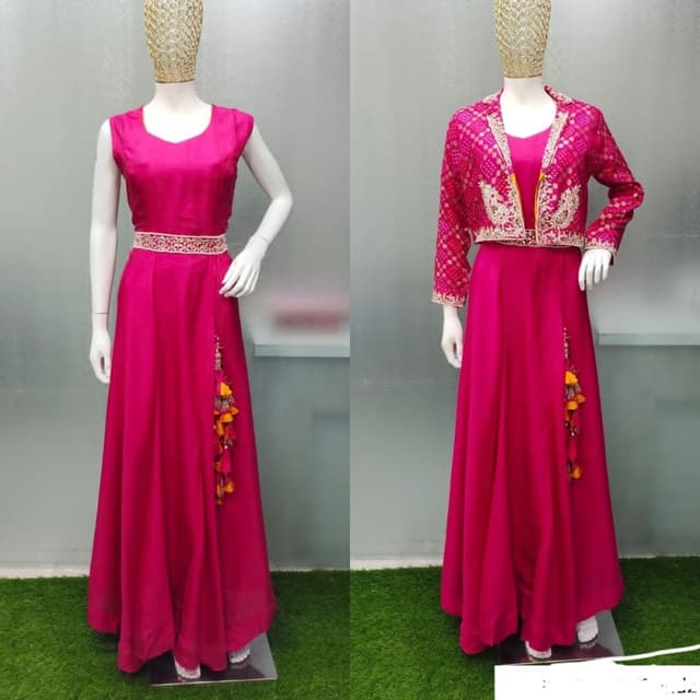 Magenta, Yellow, Gold Dress with Jacket