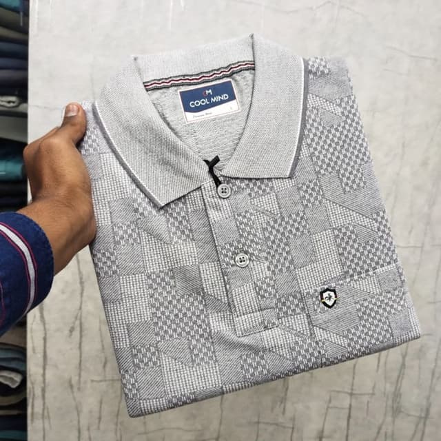 Gray and White Polo Shirt