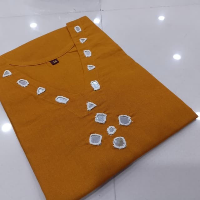 Mustard Yellow with white accents Kurti