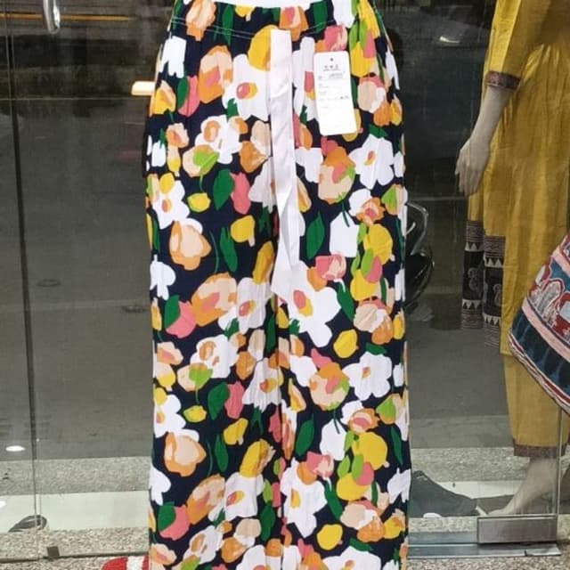 Navy blue, white, yellow, orange, pink and green Pants
