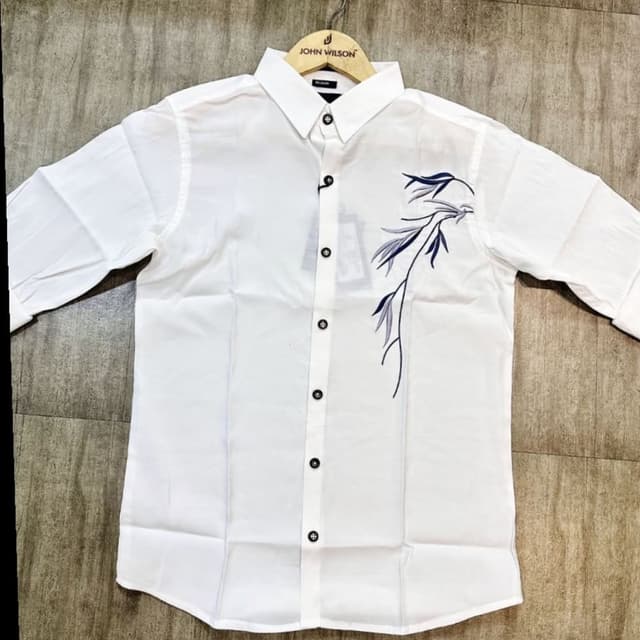 White with Navy and Gray Shirt