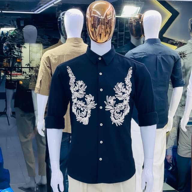 Navy blue with white Shirt