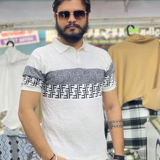 White, Gray, Black Polo Shirt