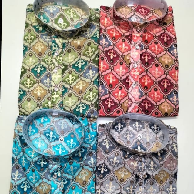 Various, including green, red, blue, and gray, with gold and other muted tones Kurta