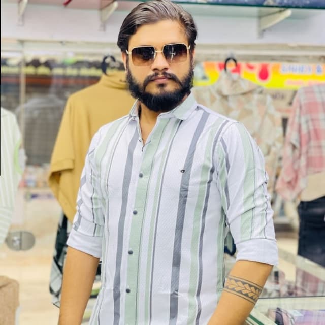 White, gray, and light green stripes Shirt