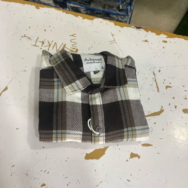 Brown, White, and Blue Shirt