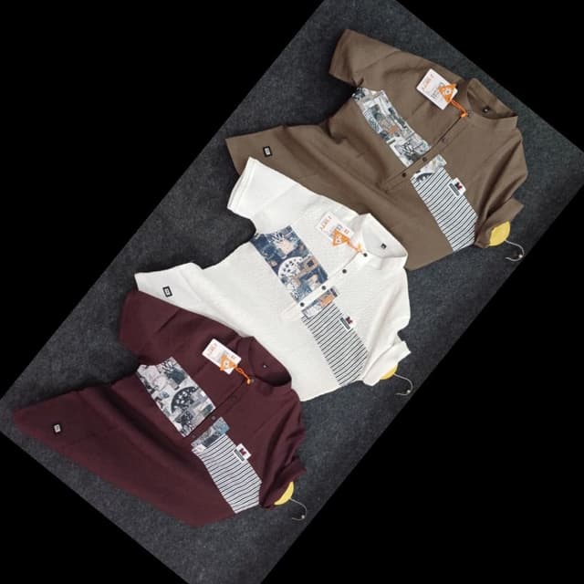 Brown, White, Burgundy, and accent colors of Blue, Beige, and Black Kurta Shirt