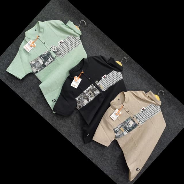 Green, Black, Beige Shirt