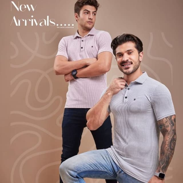 Pink and white, Gray and white, Navy, Light Blue Polo Shirt