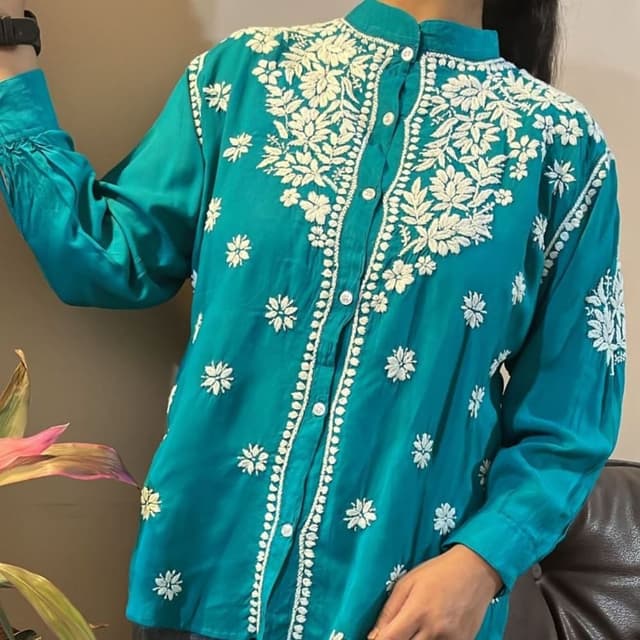 Teal and White Shirt