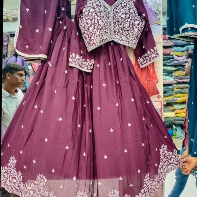 Deep Maroon and White Lehenga Choli