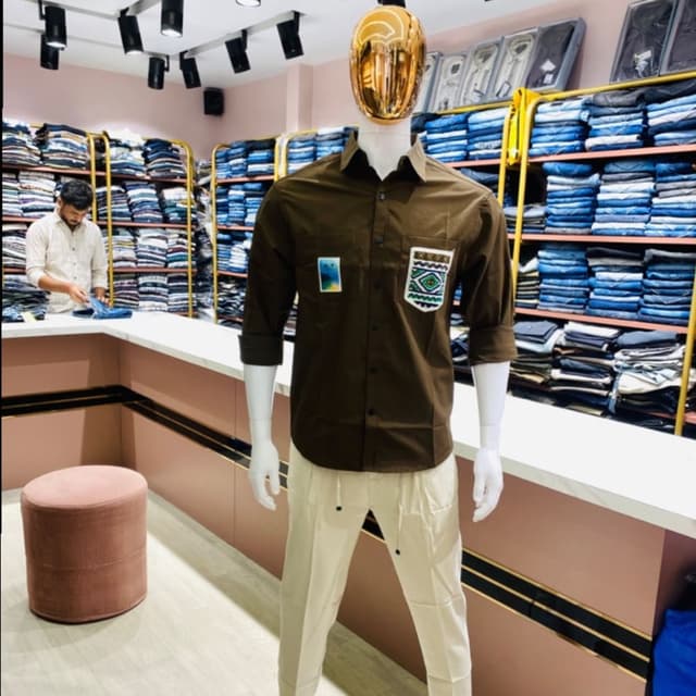 Brown and White Shirt